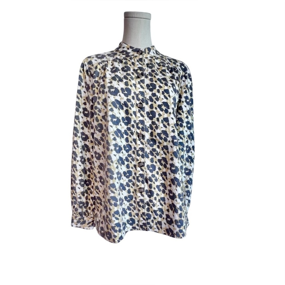 Cabi Providence the Dreamer Shirt Jacket Safari Print Women’s M‎ Yellow Gray